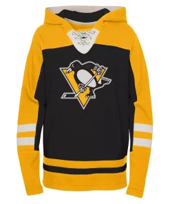 Youth Black Pittsburgh Penguins Ageless Revisited Home Lace-Up Pullover Hoodie -MLB Shop 6106101 ALT2