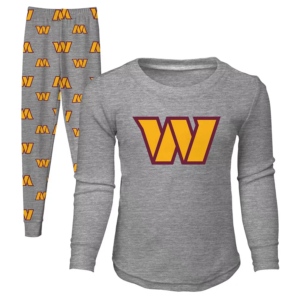Toddler Heathered Gray Washington Commanders Long Sleeve T-Shirt & Pants Sleep Set 1 Toddler Heathered Gray Washington Commanders Long Sleeve T-Shirt & Pants Sleep Set