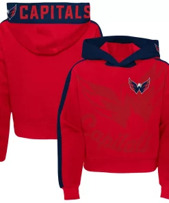 Alternative view of Girls Youth Red Washington Capitals Record Setter Pullover Hoodie
