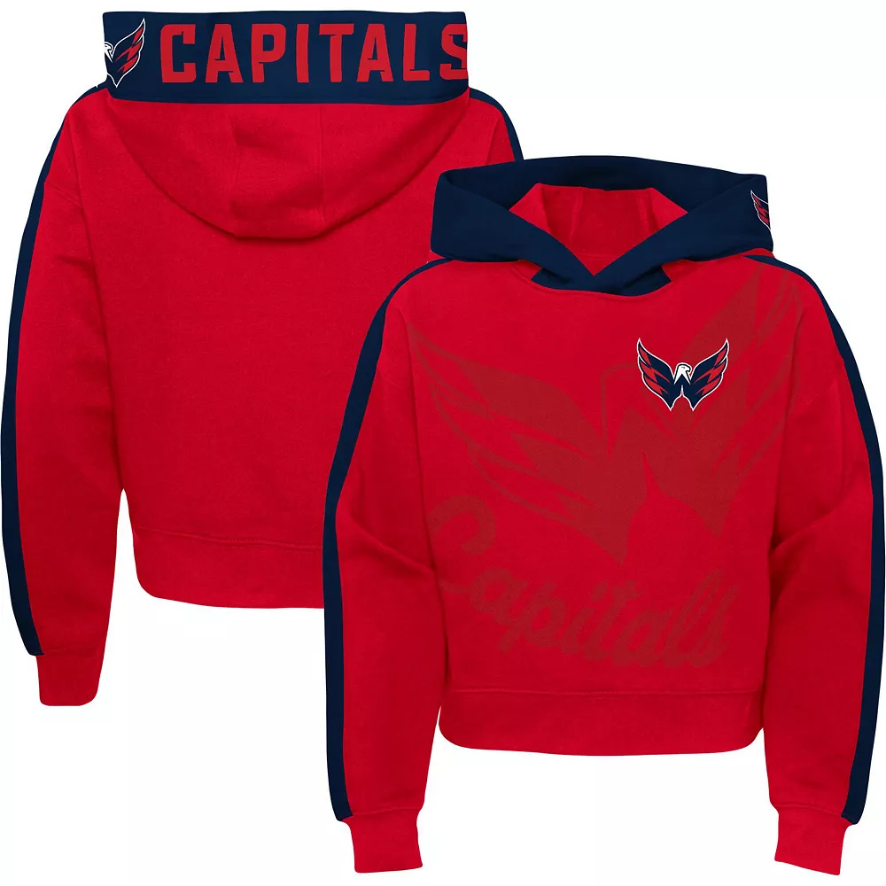 Girls Youth Red Washington Capitals Record Setter Pullover Hoodie 2 Girls Youth Red Washington Capitals Record Setter Pullover Hoodie - Image 2