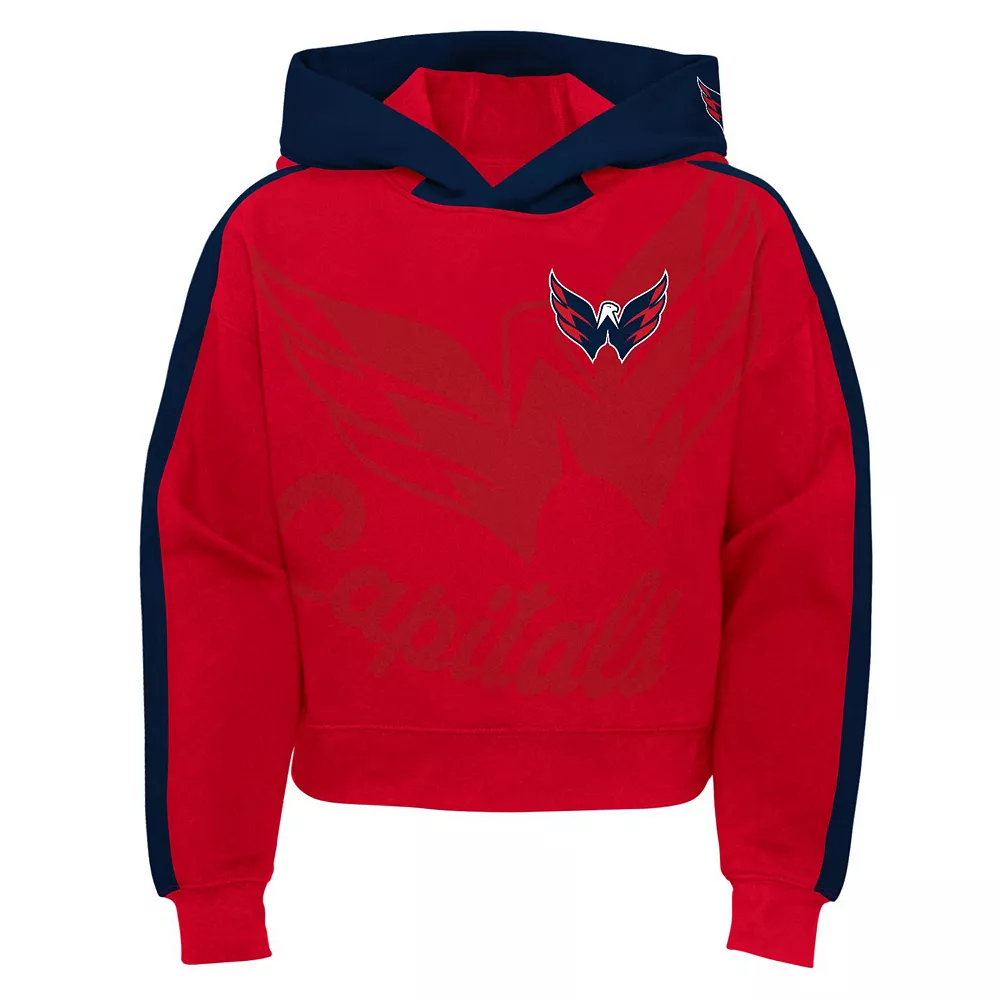 Girls Youth Red Washington Capitals Record Setter Pullover Hoodie 3 Girls Youth Red Washington Capitals Record Setter Pullover Hoodie - Image 3