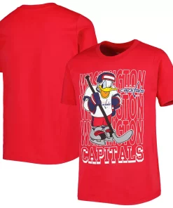 Youth Red Washington Capitals Disney Donald Duck Three-Peat T-Shirt -MLB Shop 6113484 ALT