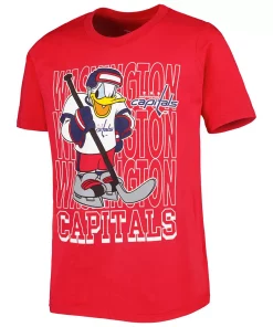 Youth Red Washington Capitals Disney Donald Duck Three-Peat T-Shirt -MLB Shop 6113484 ALT2