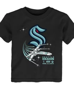 Toddler Black Seattle Kraken Star Wars Rebel Alliance T-Shirt