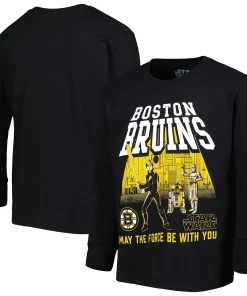 Youth Black Boston Bruins Star Wars The Force Long Sleeve T-Shirt