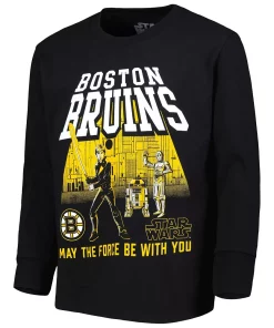 Youth Black Boston Bruins Star Wars The Force Long Sleeve T-Shirt -MLB Shop 6126738 ALT2