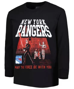 Youth Black New York Rangers Star Wars The Force Long Sleeve T-Shirt -MLB Shop 6126788 ALT2