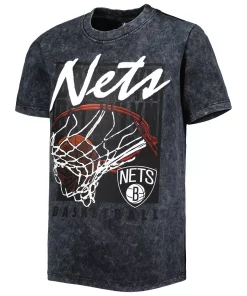 Youth Black Brooklyn Nets Mineral Wash Headliner T-Shirt -MLB Shop 6126906 ALT2