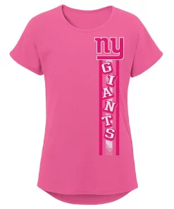 Girls Youth Pink New York Giants Fair Catch Dolman T-Shirt