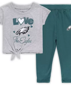 Toddler Midnight Green/Heathered Gray Philadelphia Eagles Forever Love T-Shirt & Leggings Set