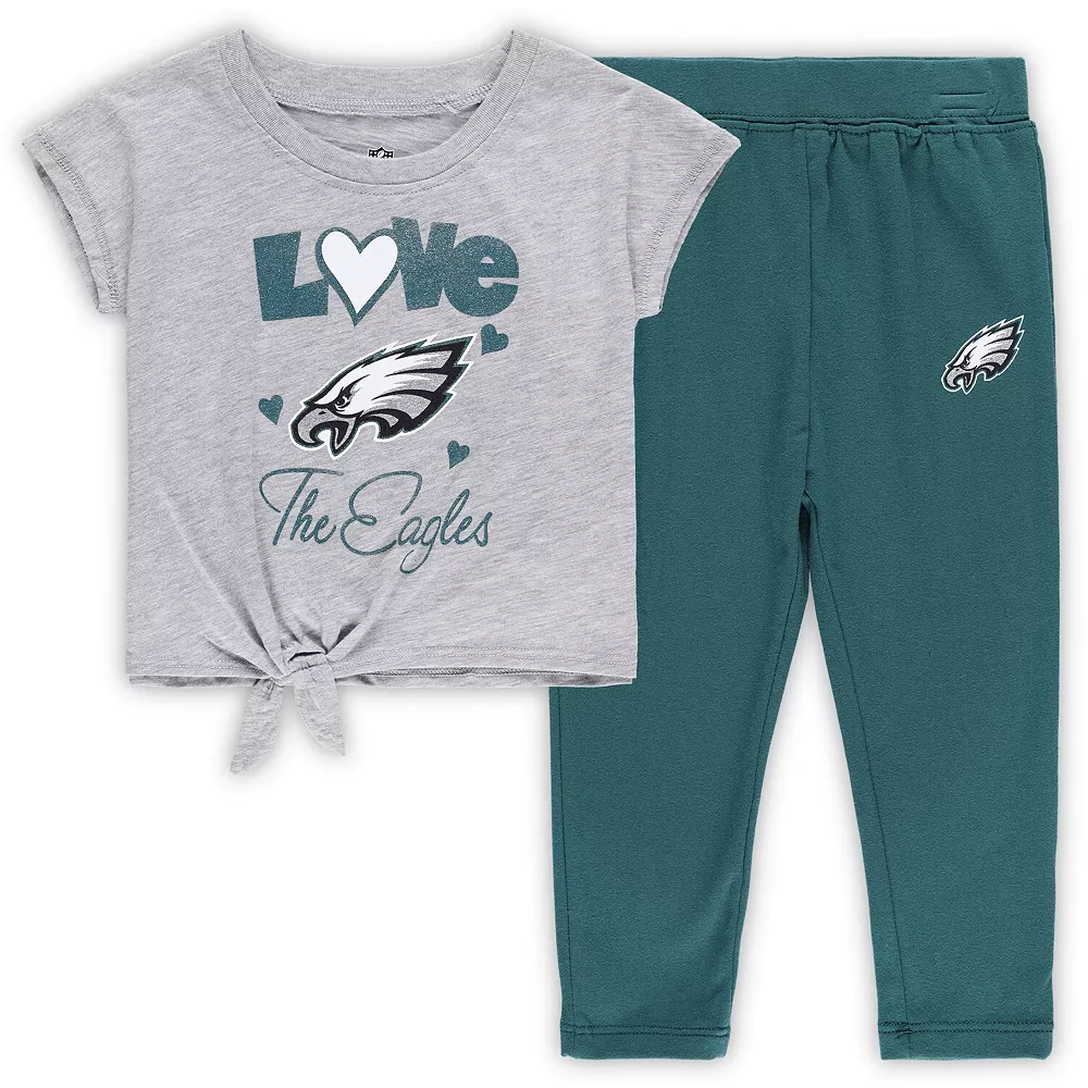 Toddler Midnight Green/Heathered Gray Philadelphia Eagles Forever Love T-Shirt & Leggings Set 2 Toddler Midnight Green/Heathered Gray Philadelphia Eagles Forever Love T-Shirt & Leggings Set - Image 2