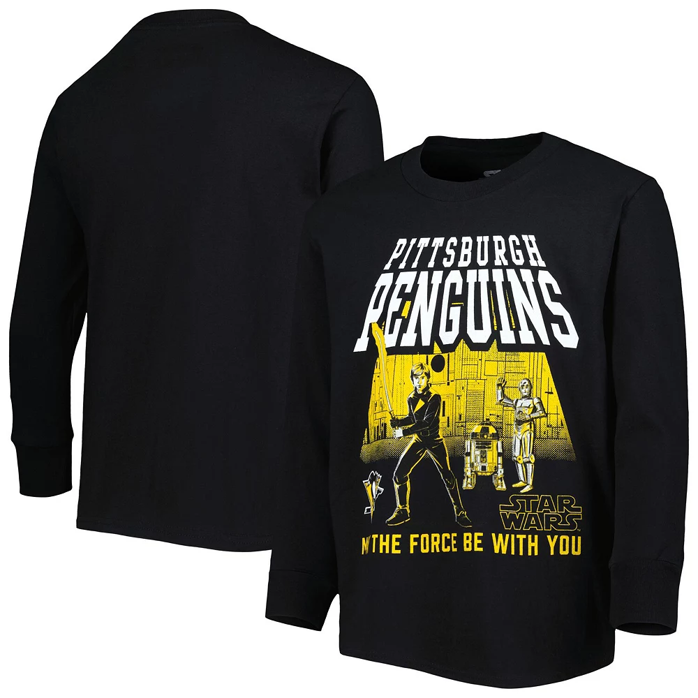 Youth Black Pittsburgh Penguins Star Wars The Force Long Sleeve T-Shirt 2 Youth Black Pittsburgh Penguins Star Wars The Force Long Sleeve T-Shirt - Image 2
