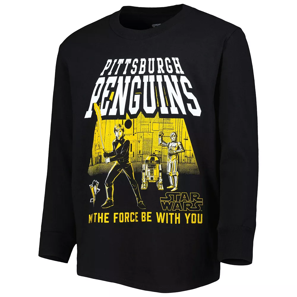 Youth Black Pittsburgh Penguins Star Wars The Force Long Sleeve T-Shirt 3 Youth Black Pittsburgh Penguins Star Wars The Force Long Sleeve T-Shirt - Image 3