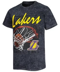 Youth Black Los Angeles Lakers Mineral Wash Headliner T-Shirt -MLB Shop 6128040 ALT2