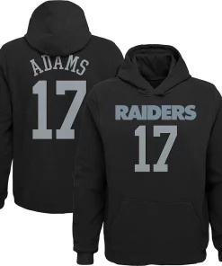 Alternative view of Youth Davante Adams Black Las Vegas Raiders Mainliner Player Name & Number Pullover Hoodie
