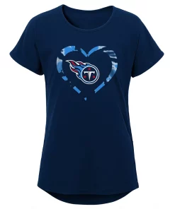 Girls Youth Navy Tennessee Titans Tie-Dye Heart T-Shirt