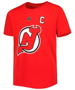 Youth Nico Hischier Red New Jersey Devils Captain Name & Number T-Shirt -MLB Shop 6136350 ALT2