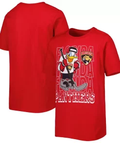 Youth Red Florida Panthers Disney Donald Duck Three-Peat T-Shirt