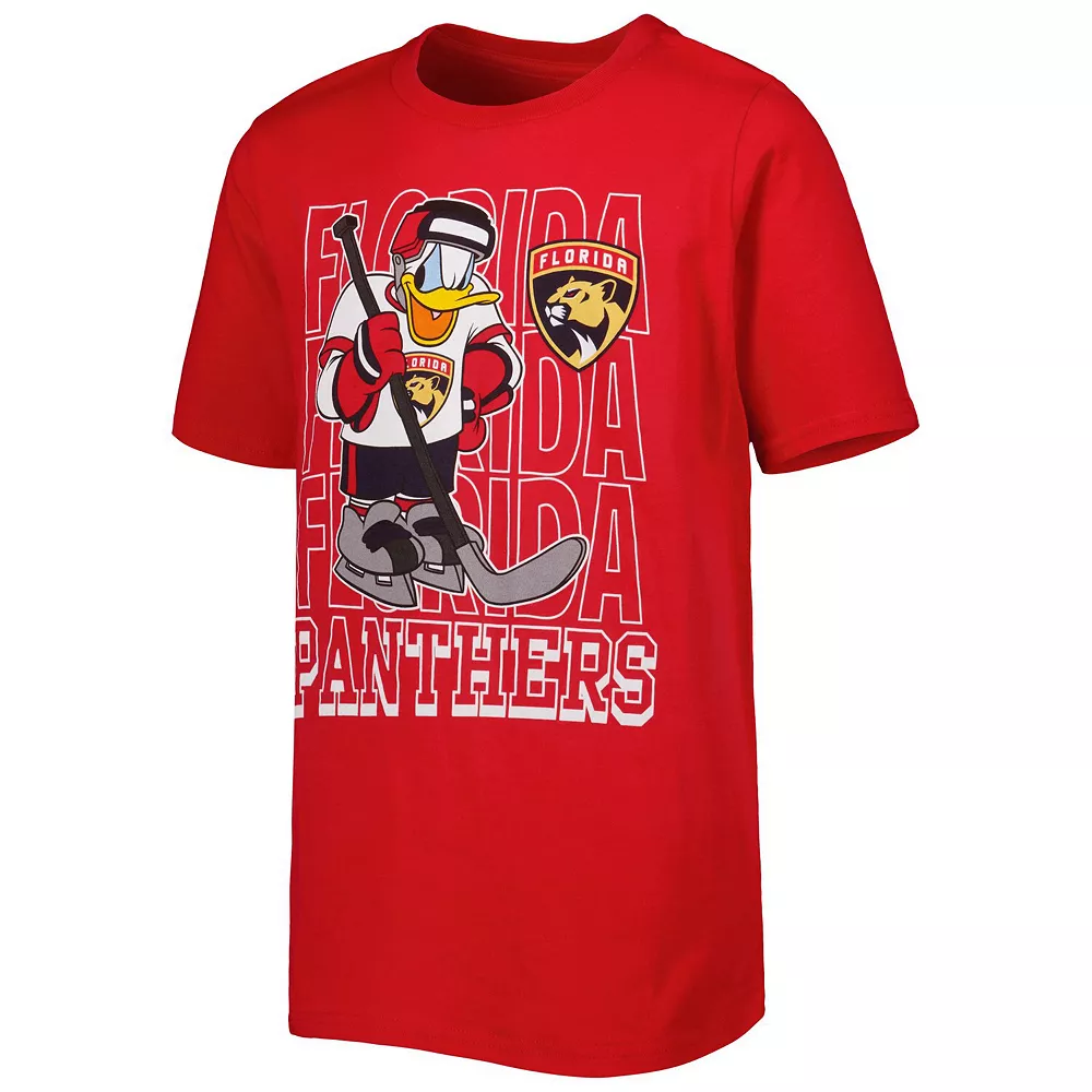 Youth Red Florida Panthers Disney Donald Duck Three-Peat T-Shirt 3 Youth Red Florida Panthers Disney Donald Duck Three-Peat T-Shirt - Image 3