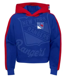 Girls Youth Blue New York Rangers Record Setter Pullover Hoodie -MLB Shop 6155638 ALT2
