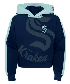 Girls Youth Deep Sea Blue Seattle Kraken Record Setter Pullover Hoodie -MLB Shop 6155712 ALT2