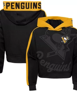 Girls Youth Black Pittsburgh Penguins Record Setter Pullover Hoodie -MLB Shop 6155723 ALT