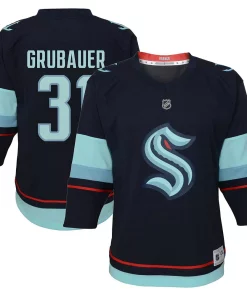 Toddler Philipp Grubauer Deep Sea Blue Seattle Kraken Home Replica Player Jersey