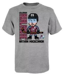 Youth Nathan MacKinnon Heather Gray Colorado Avalanche Pixel Player 2.0 T-Shirt