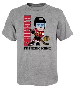 Youth Patrick Kane Heather Gray Chicago Blackhawks Pixel Player 2.0 T-Shirt
