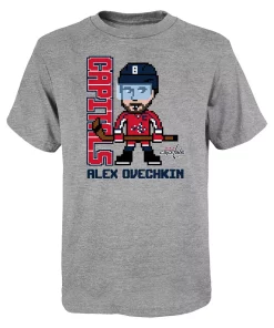 Youth Alexander Ovechkin Heather Gray Washington Capitals Pixel Player 2.0 T-Shirt