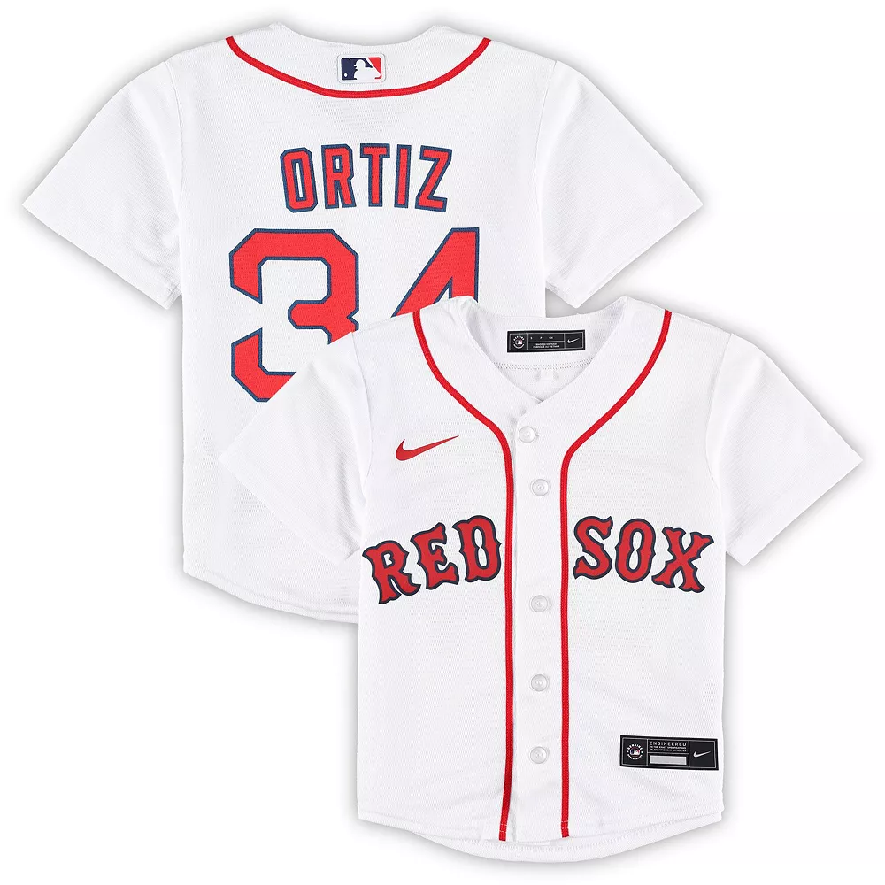 Toddler David Ortiz White Boston Red Sox 2022 Hall of Fame Replica Player Jersey 1 Toddler David Ortiz White Boston Red Sox 2022 Hall of Fame Replica Player Jersey