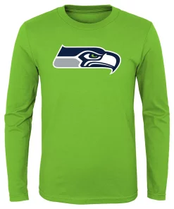 Youth Neon Green Seattle Seahawks Primary Team Logo Long Sleeve T-Shirt