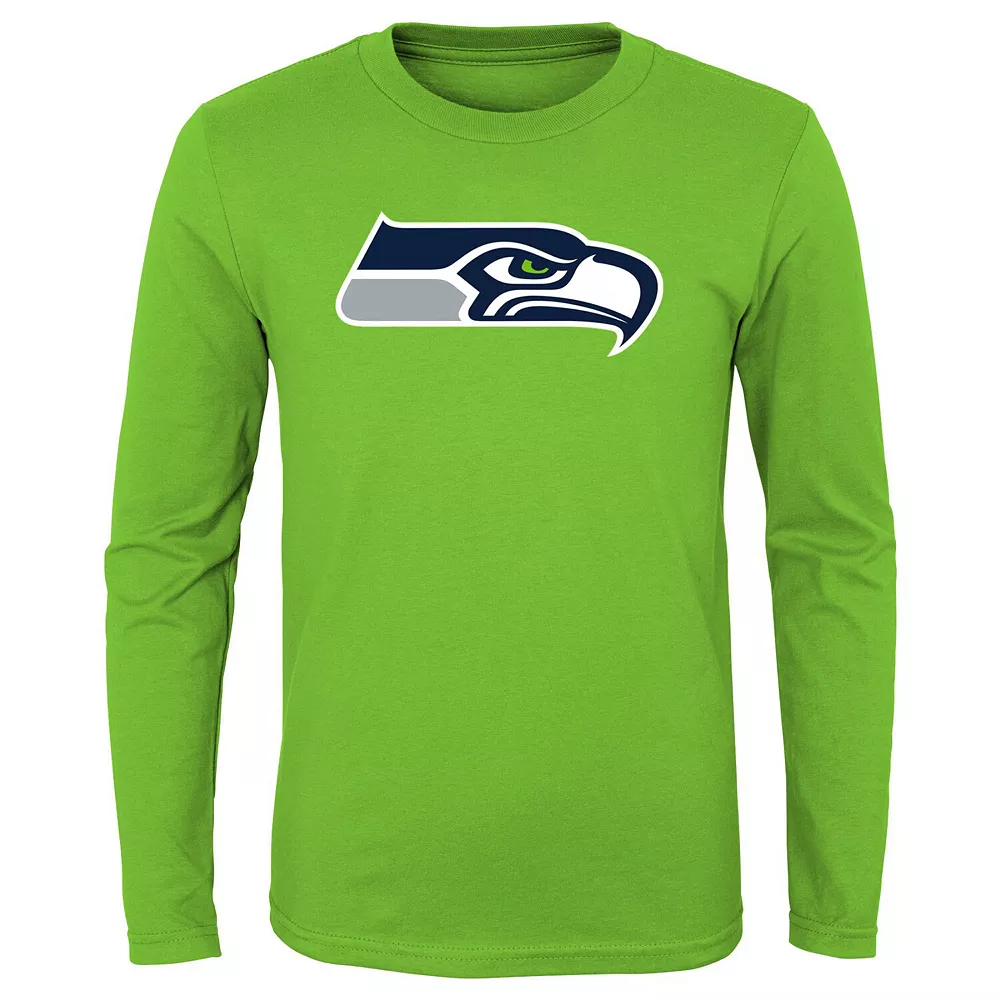 Youth Neon Green Seattle Seahawks Primary Team Logo Long Sleeve T-Shirt 1 Youth Neon Green Seattle Seahawks Primary Team Logo Long Sleeve T-Shirt