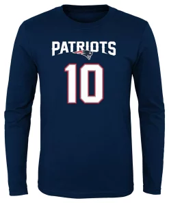 Youth Mac Jones Navy New England Patriots Mainliner Player Name & Number Long Sleeve T-Shirt -MLB Shop 6157152 ALT2