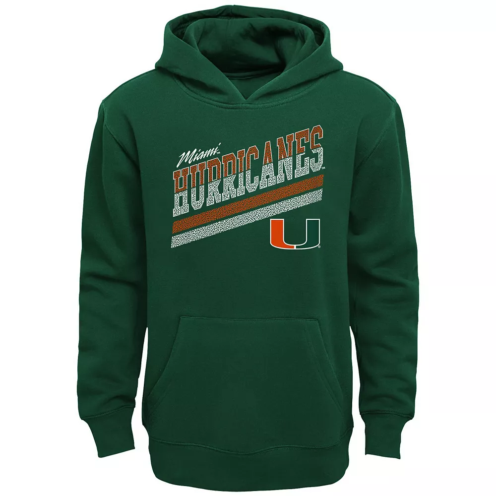 Youth Green Miami Hurricanes Love of the Game Pullover Hoodie 1 Youth Green Miami Hurricanes Love of the Game Pullover Hoodie