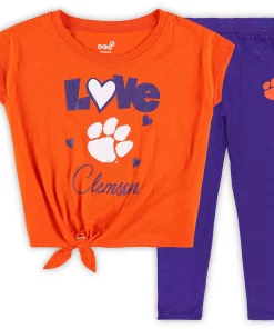 Toddler Orange/Purple Clemson Tigers Forever Love Team T-Shirt & Leggings Set