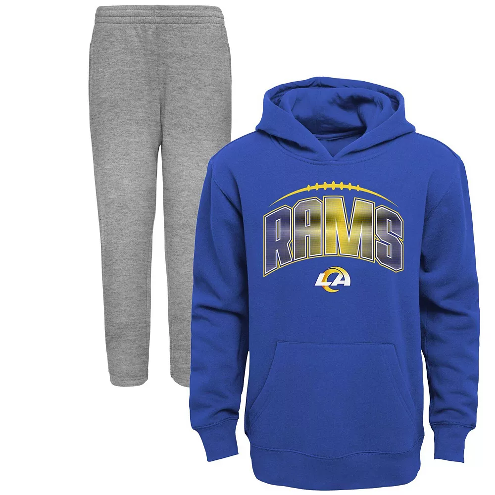 Toddler Royal/Heather Gray Los Angeles Rams Double-Up Pullover Hoodie & Pants Set 2 Toddler Royal/Heather Gray Los Angeles Rams Double-Up Pullover Hoodie & Pants Set - Image 2