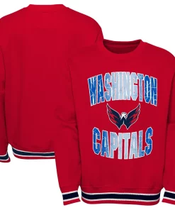 Youth Red Washington Capitals Classic Blueliner Pullover Sweatshirt