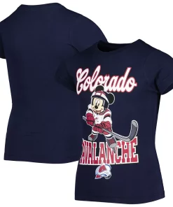 Girls Youth Navy Colorado Avalanche Mickey Mouse Go Team Go T-Shirt
