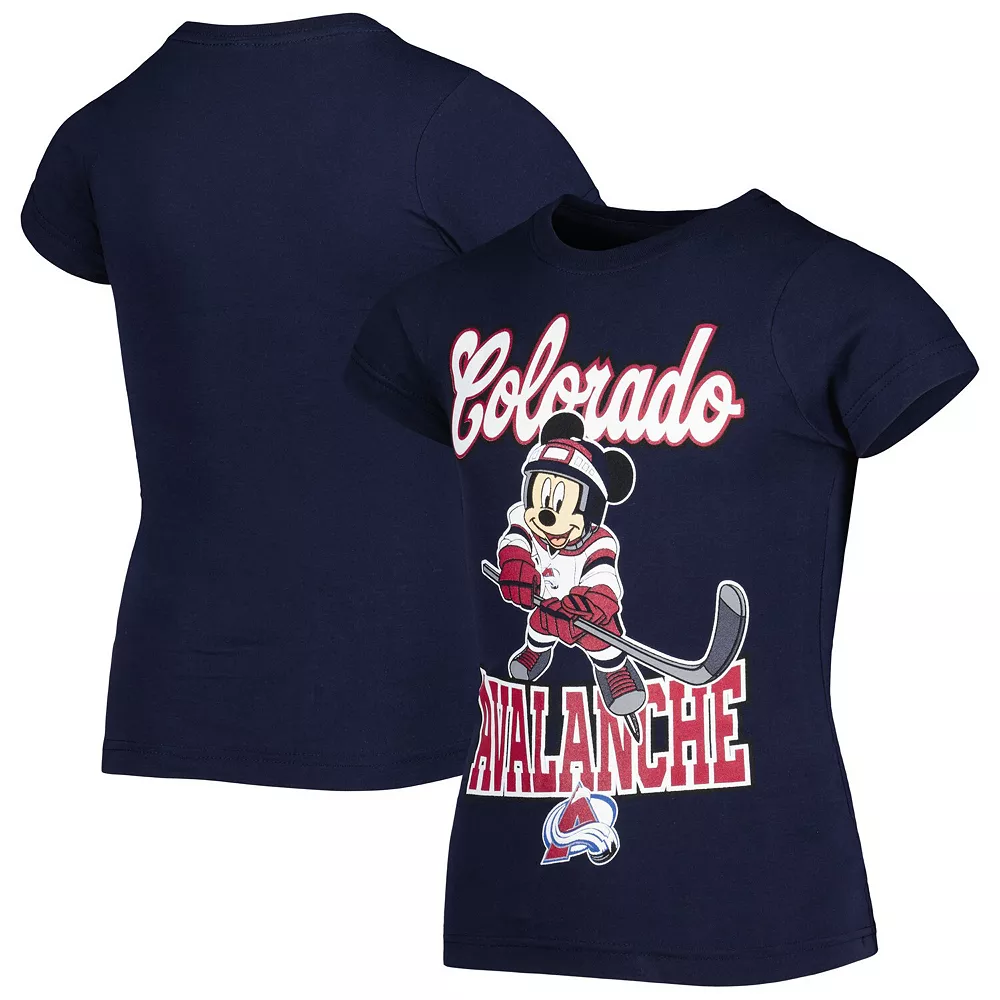 Girls Youth Navy Colorado Avalanche Mickey Mouse Go Team Go T-Shirt 2 Girls Youth Navy Colorado Avalanche Mickey Mouse Go Team Go T-Shirt - Image 2