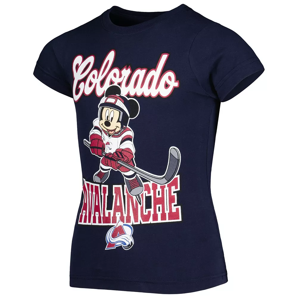 Girls Youth Navy Colorado Avalanche Mickey Mouse Go Team Go T-Shirt 3 Girls Youth Navy Colorado Avalanche Mickey Mouse Go Team Go T-Shirt - Image 3