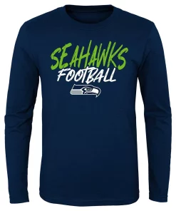 Youth College Navy Seattle Seahawks Wildcat Long Sleeve T-Shirt