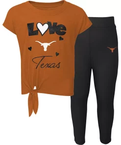 Toddler Texas Orange/Black Texas Longhorns Forever Love Team T-Shirt & Leggings Set