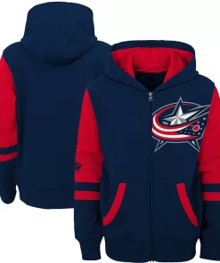 Toddler Red Columbus Navy/Red Jackets Faceoff Full-Zip Hoodie