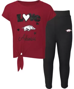 Toddler Cardinal/Black Arkansas Razorbacks Forever Love Team T-Shirt & Leggings Set