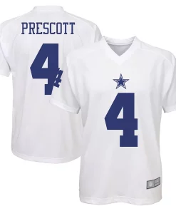 Alternative view of Youth Dak Prescott White Dallas Cowboys Performance Name & Number Raglan V-Neck T-Shirt