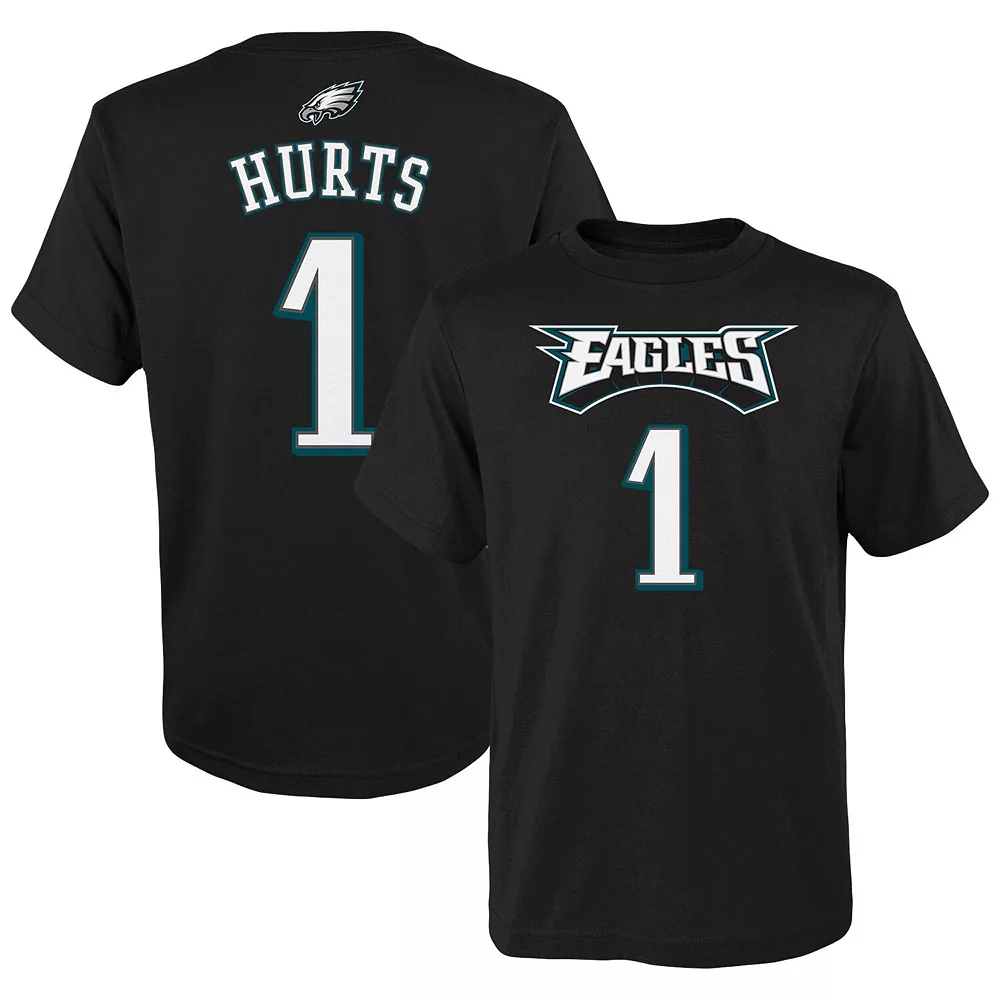 Youth Jalen Hurts Black Philadelphia Eagles Mainliner Player Name & Number T-Shirt 2 Youth Jalen Hurts Black Philadelphia Eagles Mainliner Player Name & Number T-Shirt - Image 2