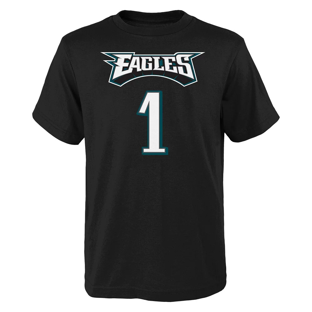 Youth Jalen Hurts Black Philadelphia Eagles Mainliner Player Name & Number T-Shirt 3 Youth Jalen Hurts Black Philadelphia Eagles Mainliner Player Name & Number T-Shirt - Image 3
