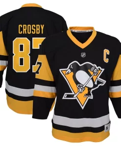 Youth Sidney Crosby Black Pittsburgh Penguins Captain Patch Home Replica Player Jersey
