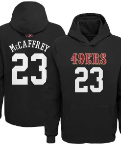 Youth Christian McCaffrey Black San Francisco 49ers Mainliner Player Name & Number Pullover Hoodie
